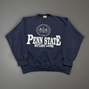 Vintage 90s Mens Navy Blue Penn State Nittany Lions Sweatshirt Large School Uni